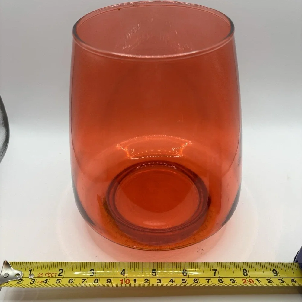 Vtg Empoli Vase Italy‎ Red Orange Extended Base  Globe  MCM 7.5 In Tall